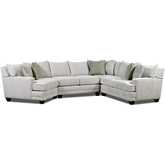 Kennedy Right Arm Sectional Sofa with Angled Cuddler in Silver Grey Microsuede